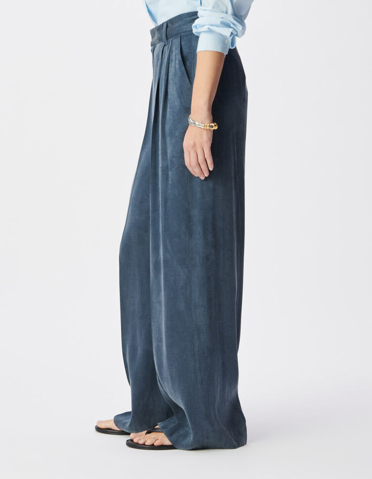 Women's Lyocell&reg; mix navy blue tailored pants-4