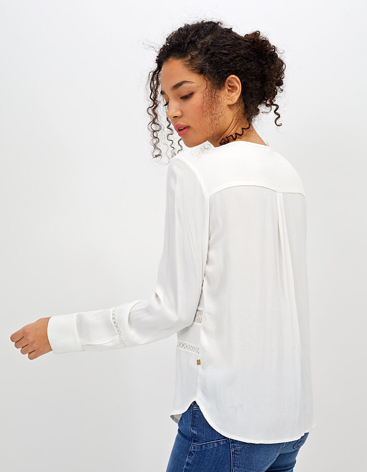 Chemise blanc cassé à bandes dentelle I.Code-4