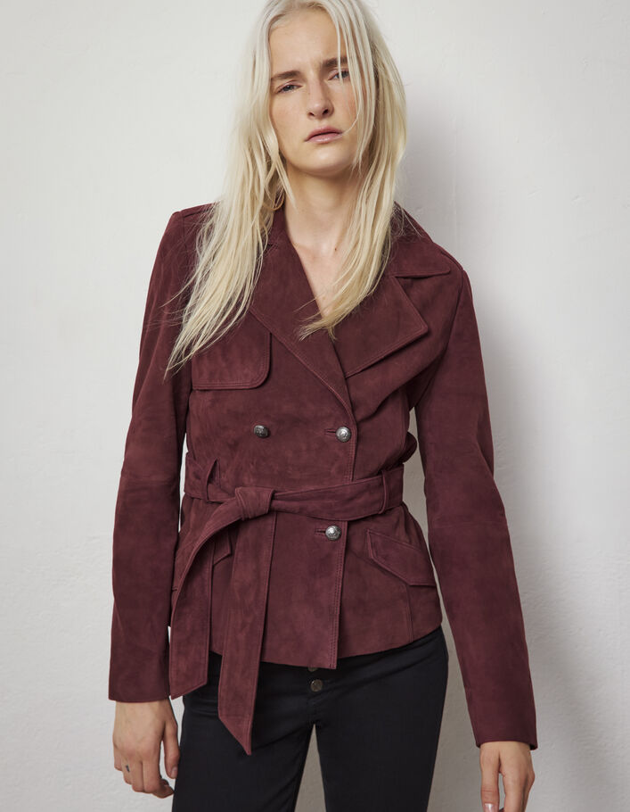 burgundy suede jacket womens