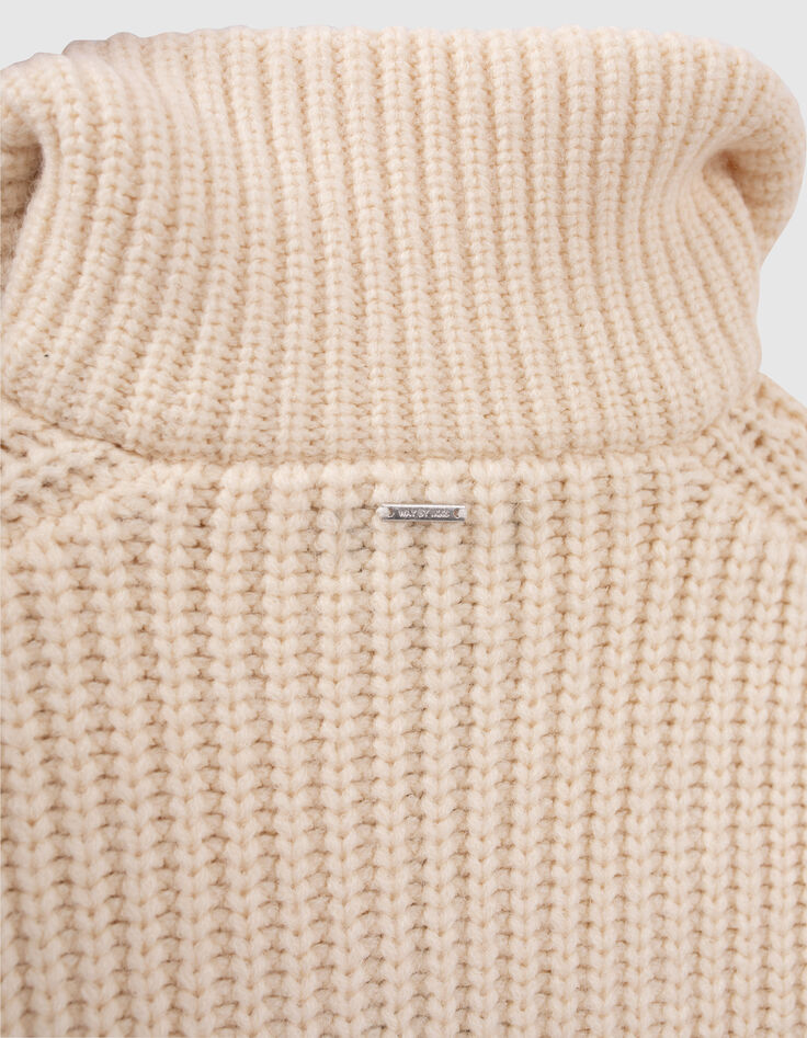 Pull camionneur vanille tricot c&ocirc;tel&eacute; fille -6