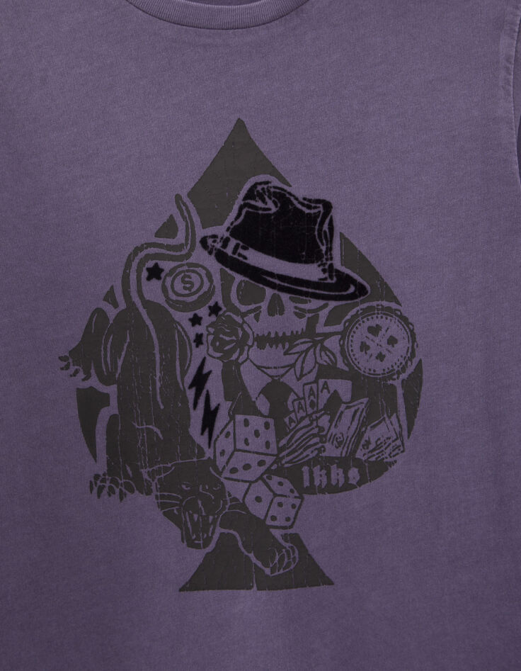 Camiseta violeta as de picas rock niño-2