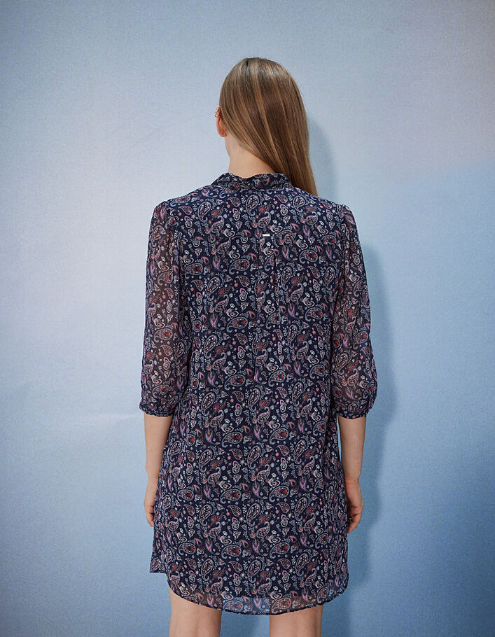 Rechte voile jurk met metallic paisleyprint-3