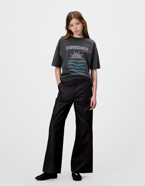 Rechte zwarte gecoate jeans meisjes - IKKS