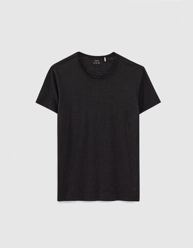 Tee-shirt noir à col rond roulotté Homme - IKKS