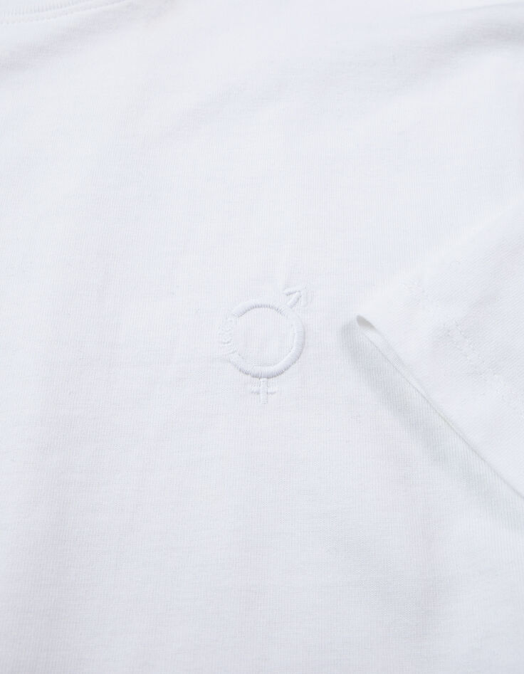 Gender Free-T-shirt blanc coton bio broderie Mixte-3 Gender Free-T-shirt blanc coton bio broderie Mixte-3