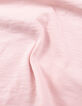 Camiseta rosa algodón orgánico mensaje goma wax niña-6