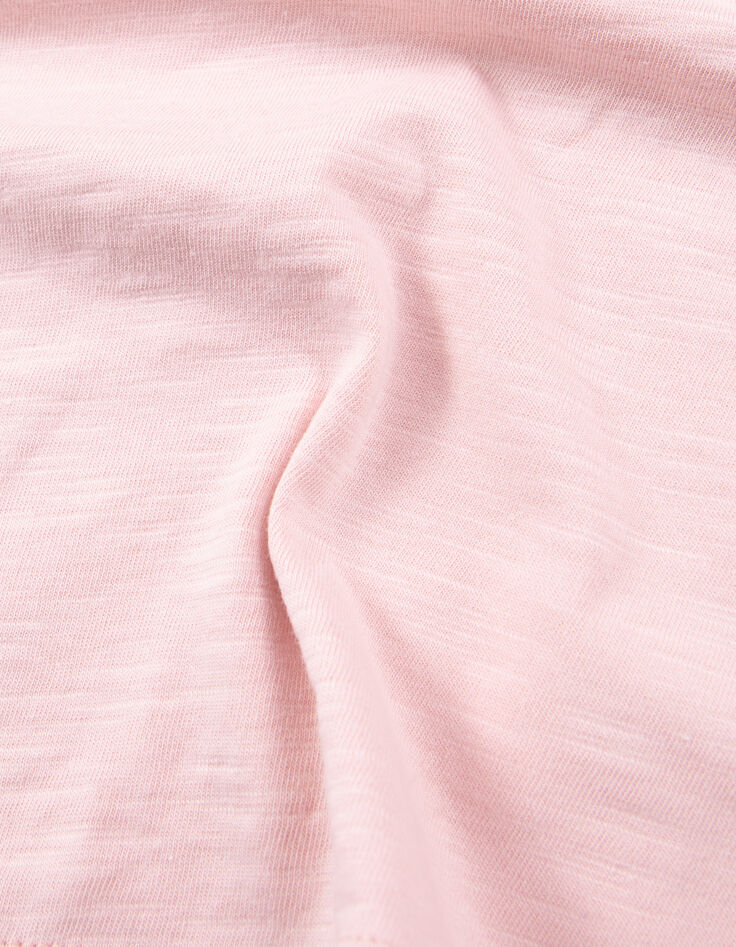 Camiseta rosa algodón orgánico mensaje goma wax niña-6