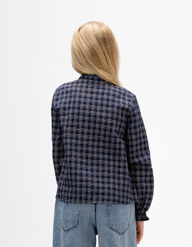 Girls’ navy check shirt-4