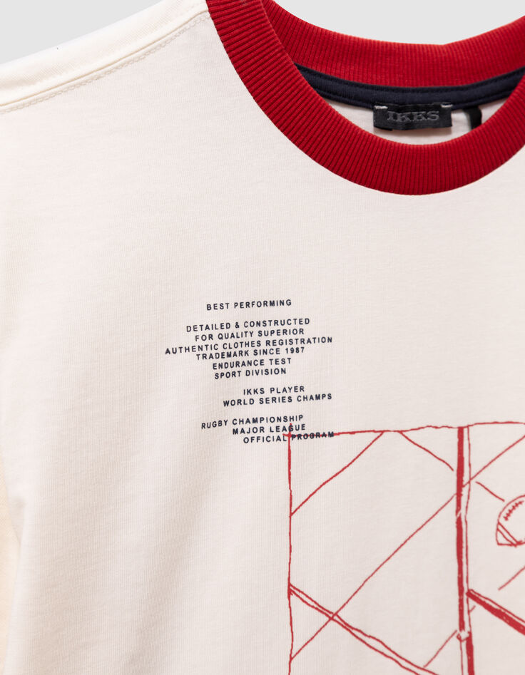 T-shirt blanc coton bio bords-côtes rouges garçon-7 T-shirt blanc coton bio bords-côtes rouges garçon-7