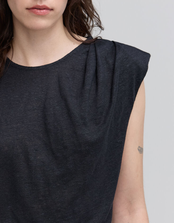 Ärmelloses schwarz T-Shirt mit Rundhalsausschnitt Segel-5