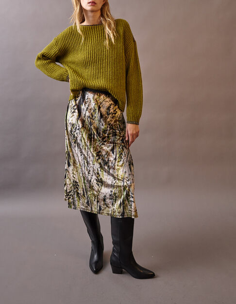 Jersey absenta punto acanalado y detalles lúrex mujer