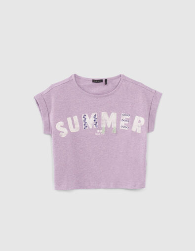 Lichtpaars cropped T-shirt met tekst meisjes - IKKS