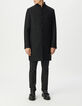Manteau noir lainage col officier Homme-2