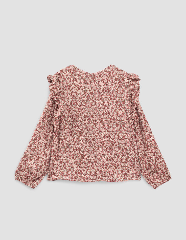Girls&rsquo; rosewood blurry floral print blouse-3