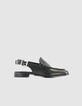 Mujer mocasines slingback de cuero negro-1