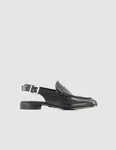 Mujer mocasines slingback de cuero negro - IKKS