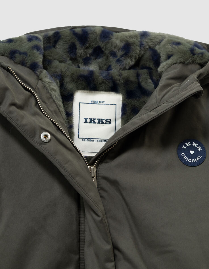 Parka caqui forrada leopardo-corazones niña-6