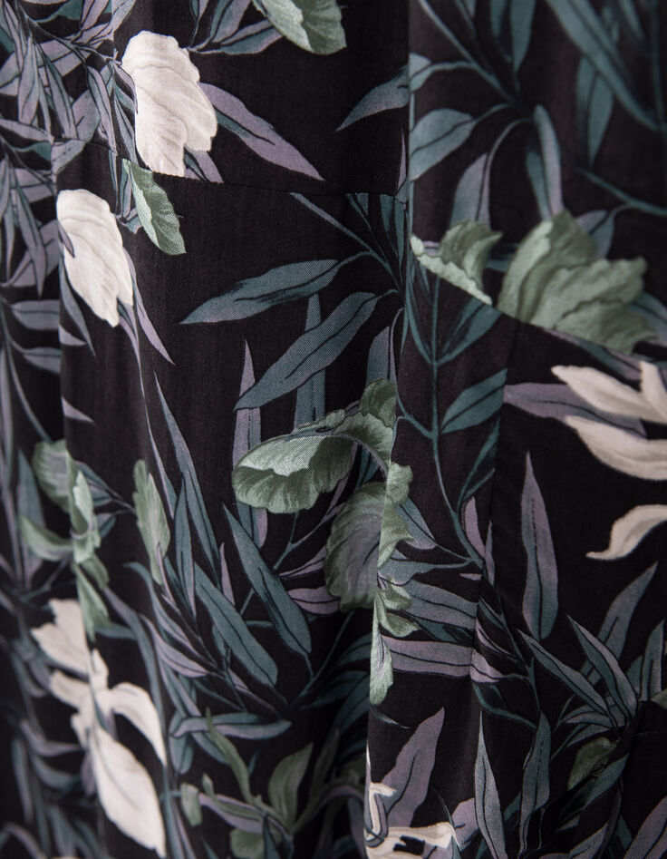 Zwarte midi-jurk LENZING™ ECOVERO™ orchideeprint Dames-8 Zwarte midi-jurk LENZING™ ECOVERO™ orchideeprint Dames-8