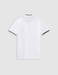 Polo blanc coton bio col zippé garçon-6