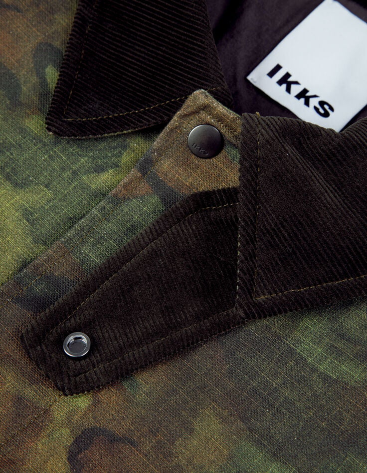 Khaki Wachsjacke mit Samtkragen Herren-9