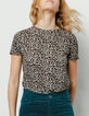 Damen-T-Shirt im Leo-Print aus Viscose und Leinen-5