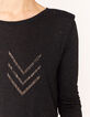 Tee-shirt manches longues noir avec épaulettes femme-4