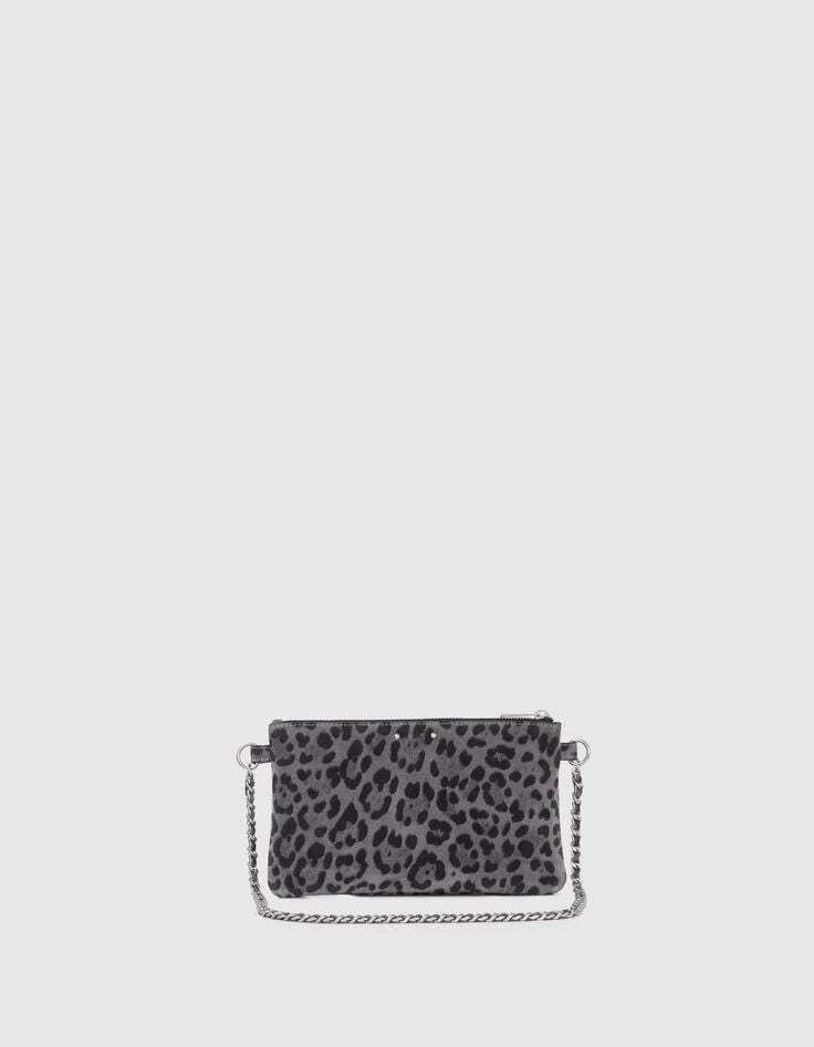 Dament&auml;schchen 111 aus grauem Leder mit Leopardentupfen-1