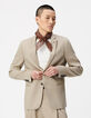 Veste de costume beige fonc&eacute; lin m&eacute;lang&eacute; Homme-1