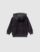 Graue Jungensweatjacke mit Kapuze aus Rippstrick-3