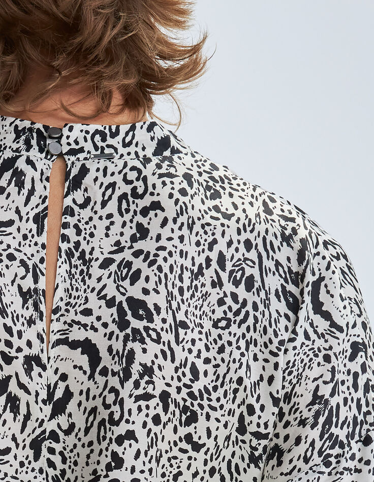 Blouse blanc cassé imprimé animalier Femme-5