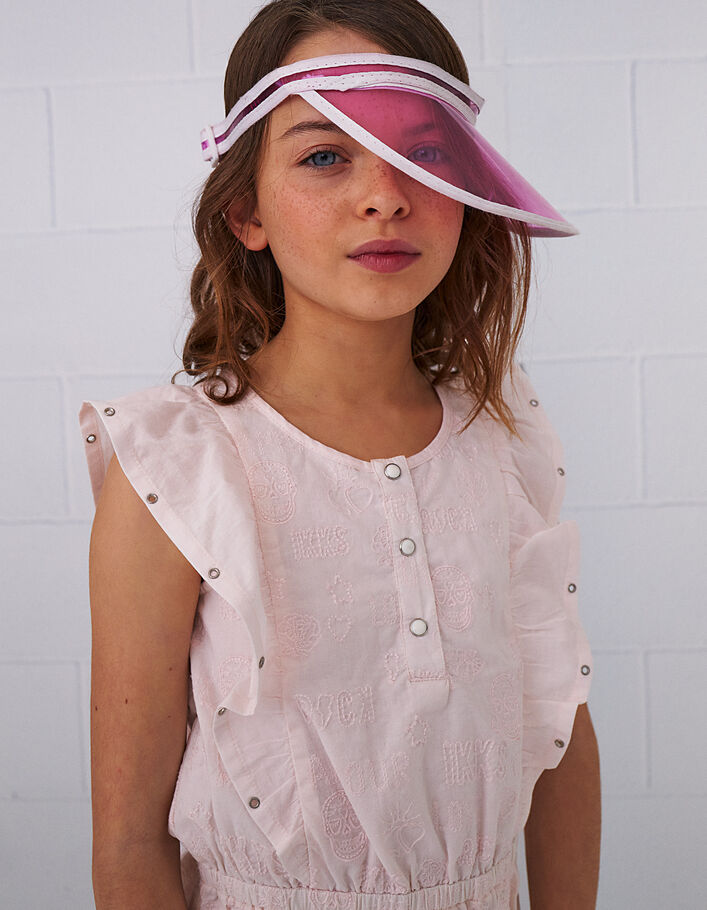 Girls’ light pink blouse with ruffles and embroidery - IKKS