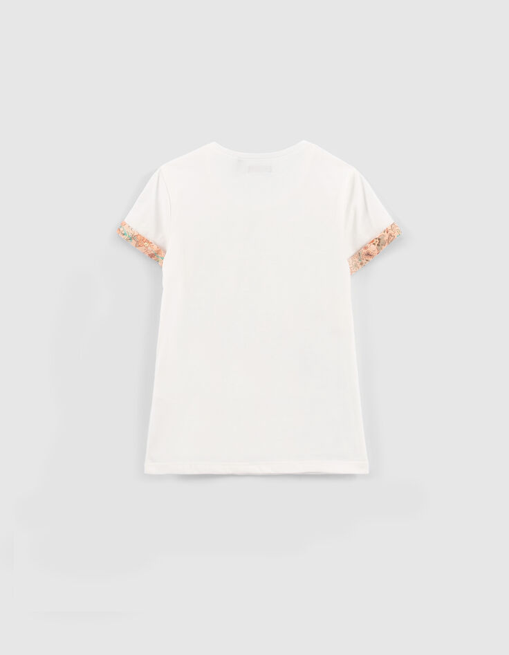 Wei&szlig;es M&auml;dchen-T-Shirt  mit Print und Stickereien-2