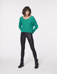 Pull cropped vert en laine mousseuse femme-6