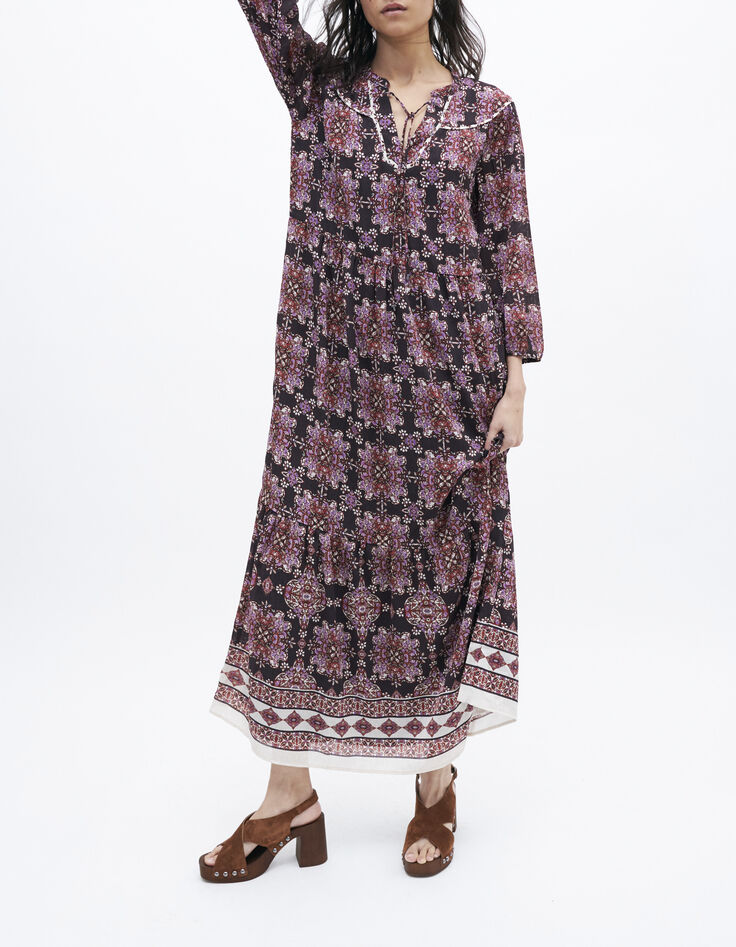 Lange jurk bohemian print dames-1
