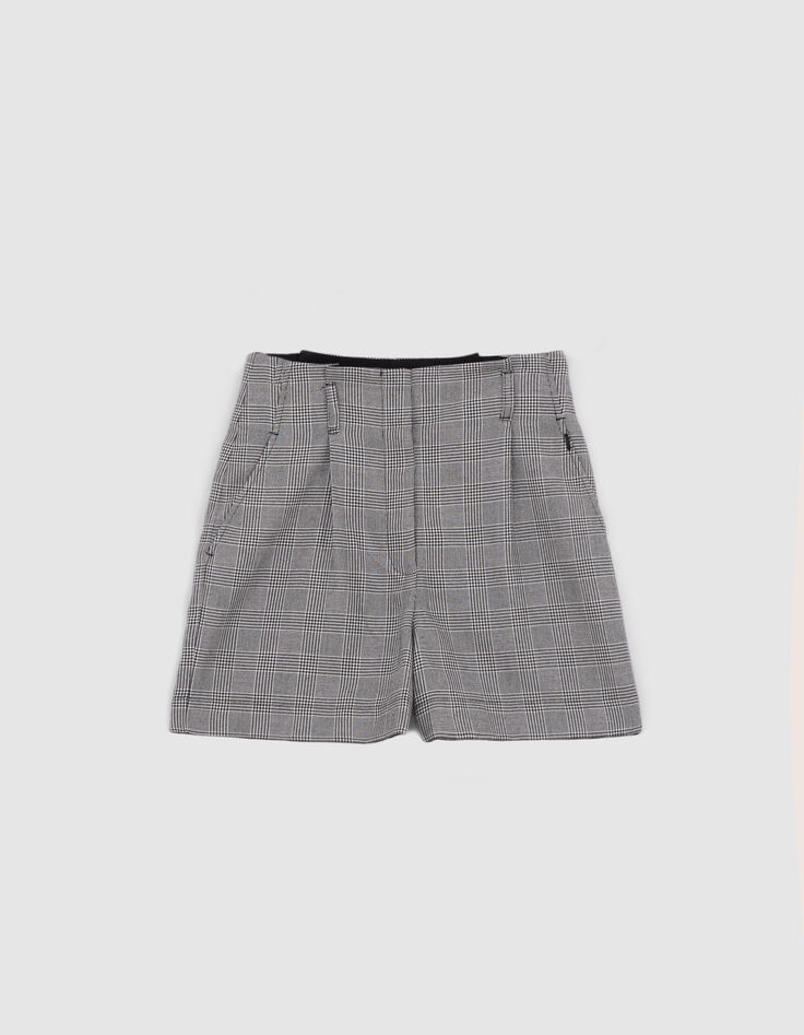 Schwarze Prince of Wales-Shorts für Damen-5 Schwarze Prince of Wales-Shorts für Damen-5