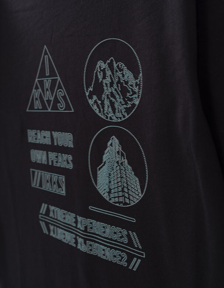 T-shirt noir bio visuels encre picots réfléchissants garçon-6