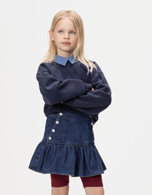 Blauwe jeansrok drukknopen matrozenstijl meisjes - IKKS