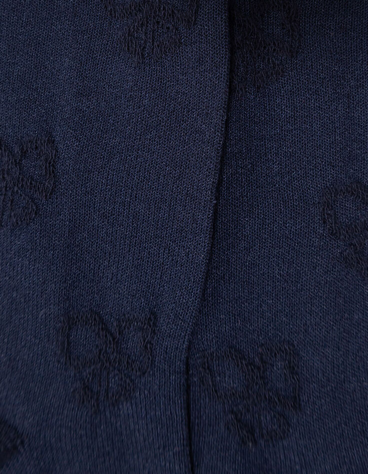Leotardos azul marino punto jacquard lazos niña-5 Leotardos azul marino punto jacquard lazos niña-5