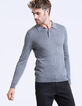 Men’s grey cotton knit polo shirt-2