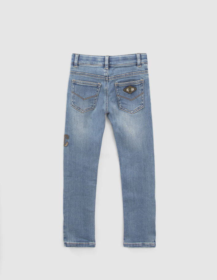 Boys’ blue rip-proof SLIM jeans with badges-3