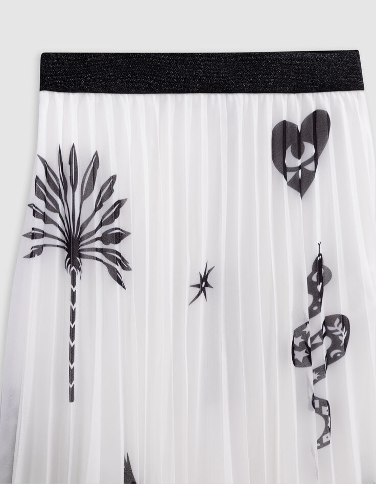 Jupe longue blanche plissée imprimé maxi motifs fille-3