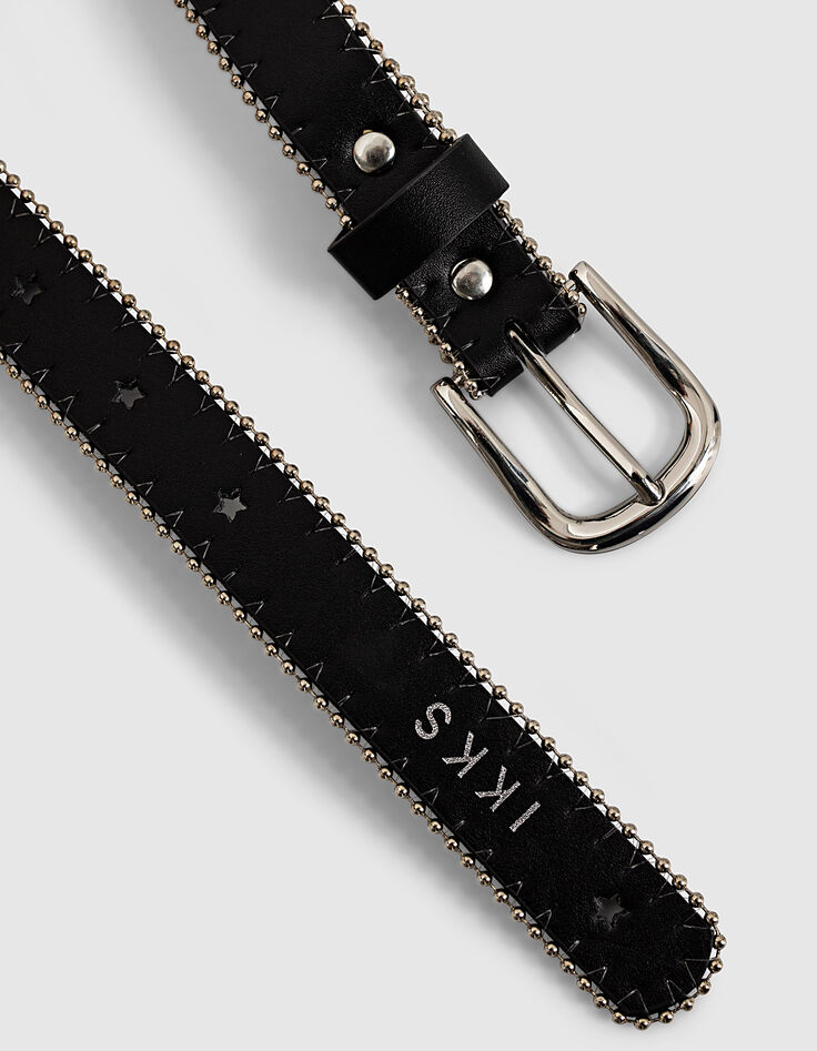 Ceinture noire perfo étoiles bordée micro billes fille-3 Ceinture noire perfo étoiles bordée micro billes fille-3