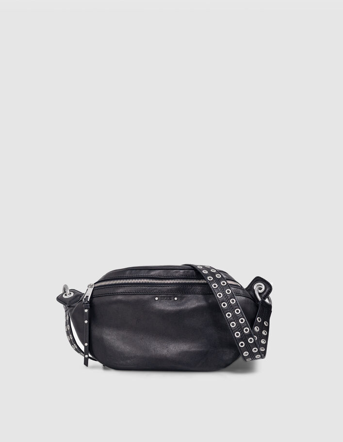 Sac banane 1440 noir cuir Femme IKKS
