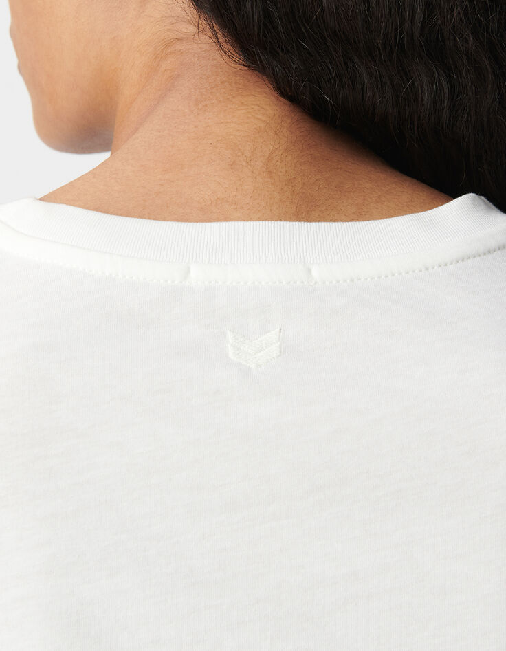White round neck T-shirt with chevron embroidery for women-6