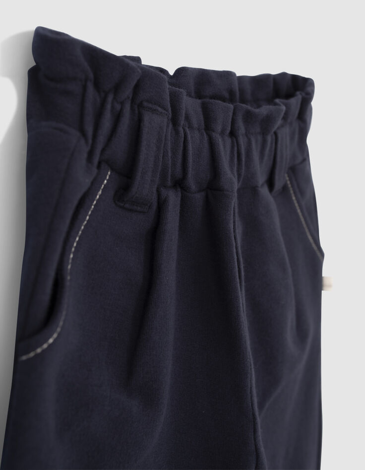 Marineblaue Jogginghose mit Halstuchgürtel für Babymädchen-5 Marineblaue Jogginghose mit Halstuchgürtel für Babymädchen-5