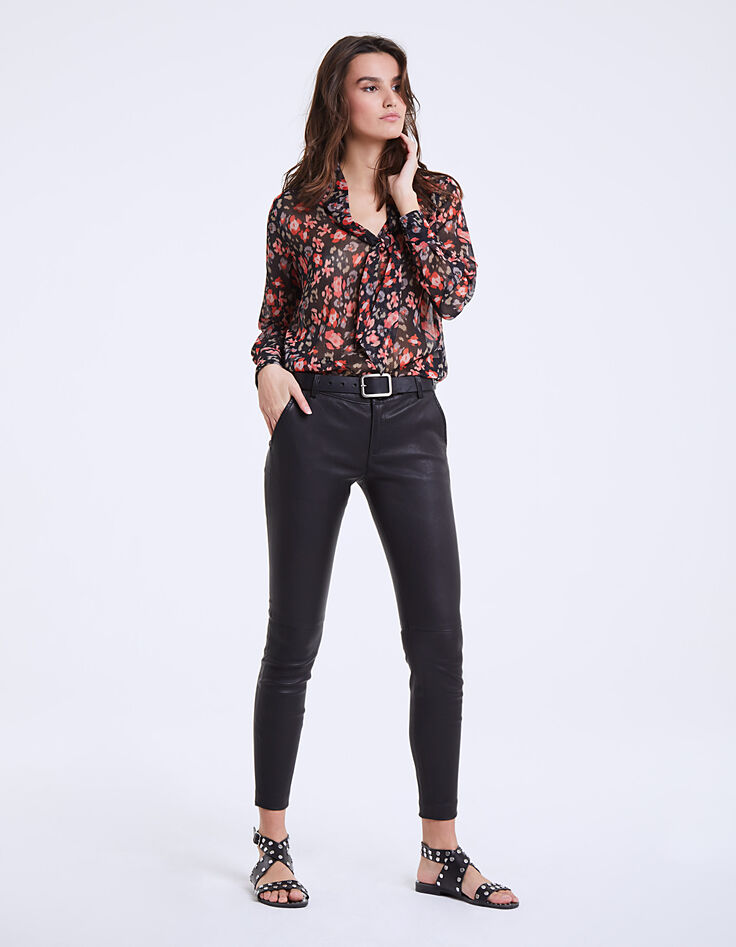 Blouse lavallière en voile imprimé floral femme-6