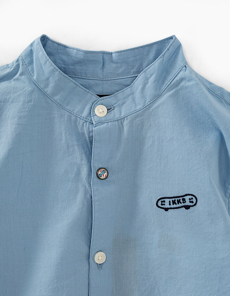 Chemise bleu ciel à col mao garçon -3