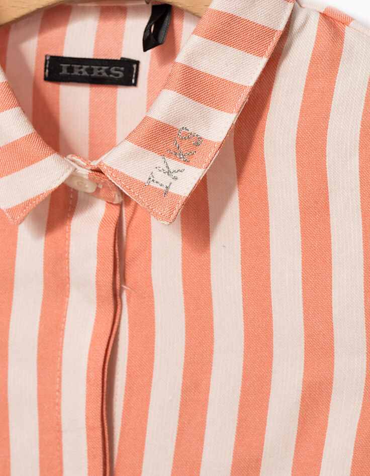 Chemise pêche cropped à rayures fille-5