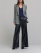 Women's navy lurex knit tee-shirt with curb chain design-6