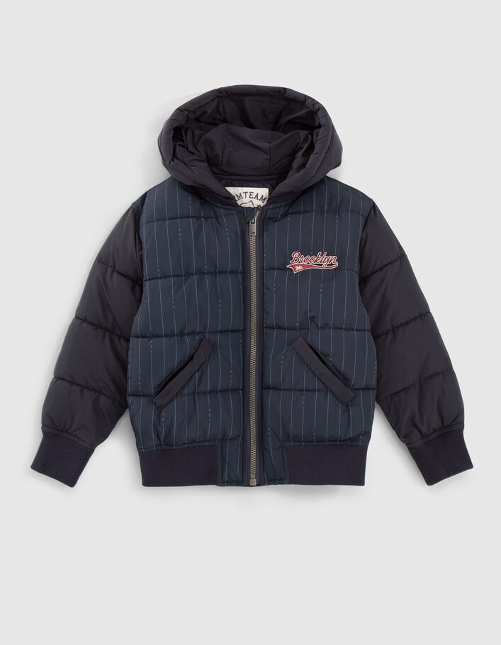 Boys’ navy striped print padded jacket-2